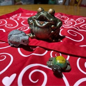 Whimsical Frog and Turtle Figurine Set